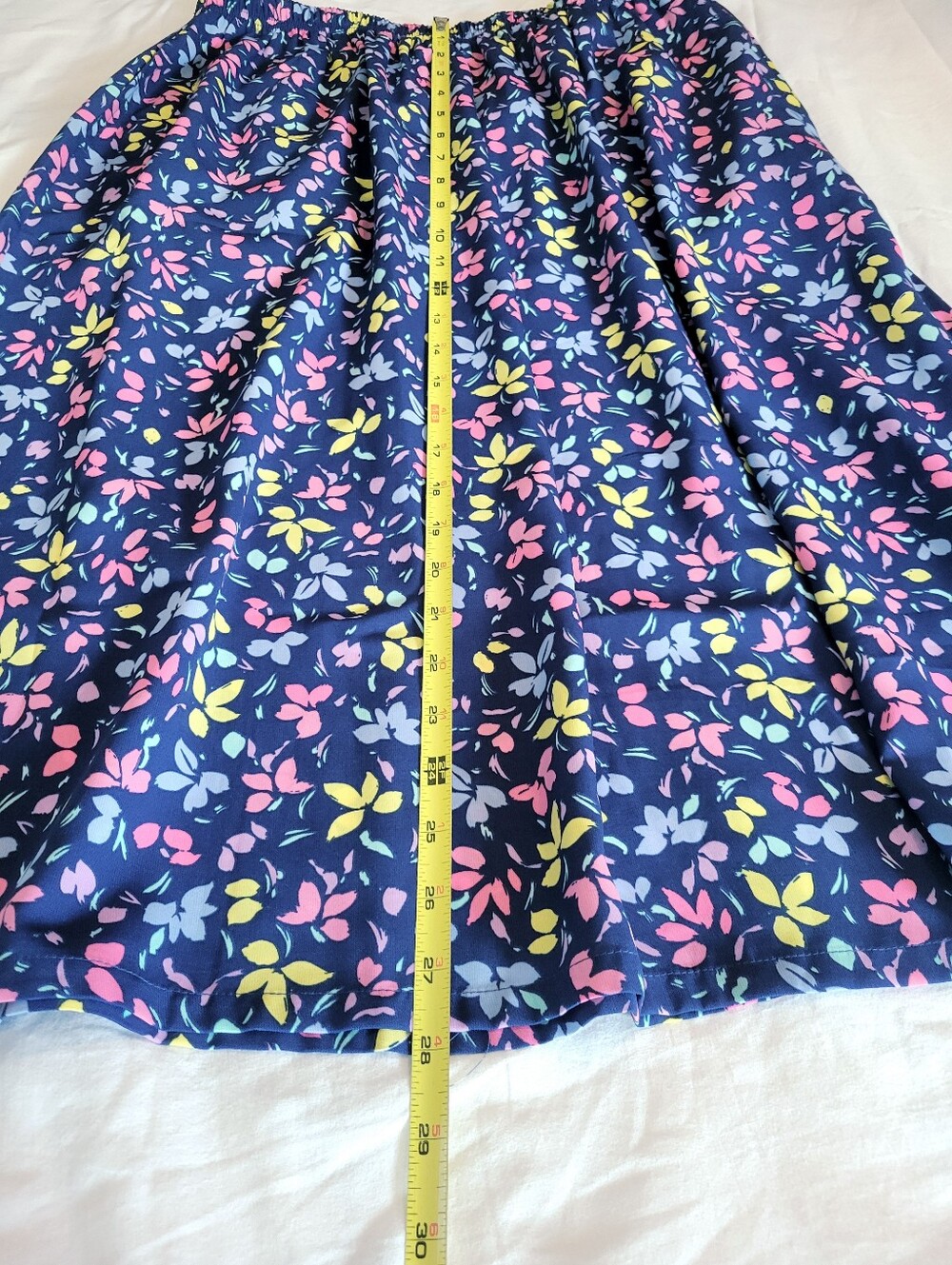 Blair Vintage 90s Patterned A-Line Midi Skirt Navy floral Cottagecore size M - Picture 7 of 7